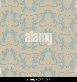 motif geckos paires de queues en forme de coeur en illustration vectorielle monochrome Illustration de Vecteur