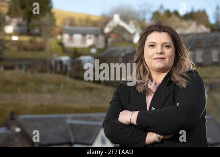 Wanlockhead, Écosse, Royaume-Uni. 9 avril 2021. PHOTO : Suzanne Blackley, candidate du parti Alba pour la région de l'Écosse du Sud. Crédit : Colin Fisher/Alay Live News Banque D'Images