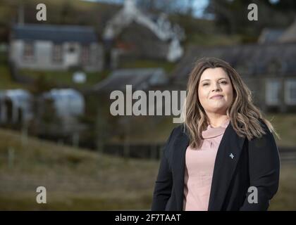 Wanlockhead, Écosse, Royaume-Uni. 9 avril 2021. PHOTO : Suzanne Blackley, candidate du parti Alba pour la région de l'Écosse du Sud. Crédit : Colin Fisher/Alay Live News Banque D'Images