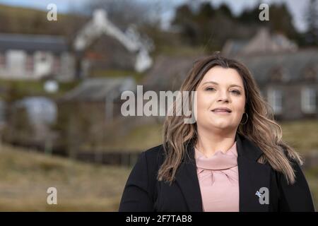 Wanlockhead, Écosse, Royaume-Uni. 9 avril 2021. PHOTO : Suzanne Blackley, candidate du parti Alba pour la région de l'Écosse du Sud. Crédit : Colin Fisher/Alay Live News Banque D'Images