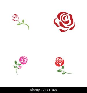 Magnifique logo Contour avec fleur rose pour la boutique ou le salon de beauté ou fleurs CompanyRose Vector logo Illustration. Le logo simple, minimal facile à Illustration de Vecteur