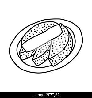 Bandros indonésien Food dessin à la main Icon Set Vector. Illustration de Vecteur