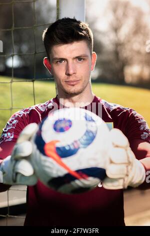 Nick Pope, gardien de but de Burnley, pose pour des portraits sur le terrain d'entraînement du Burnley FC à Padiham, Lancashire, Royaume-Uni. Date de la photo: Mercredi 17 mars 2021. Le crédit photo devrait se lire: Anthony Devlin Banque D'Images