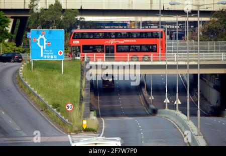 Pok Oi Interchange (博愛交匯處), un échangeur routier à Yuen long, Hong Kong Banque D'Images