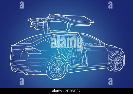 Dessin vectoriel détaillé d'une voiture de sport avec option de trait noir pour une couleur personnalisée pour le livre de dessin pour enfants. Illustration de Vecteur