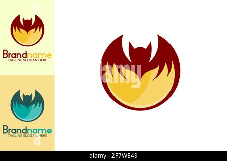 Élégant logo Fire bat. Forme de chauve-souris ronde avec concept de feu ci-dessous. Logo original simple et unique. Illustration de Vecteur