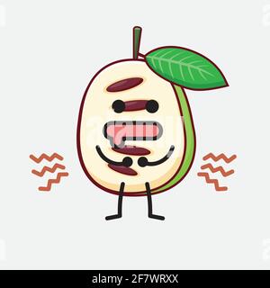 Illustration vectorielle du personnage de fruit pawpaw avec un visage mignon, des mains simples et des dessins de ligne de jambe sur un arrière-plan isolé. Style plat de dessin animé. Illustration de Vecteur