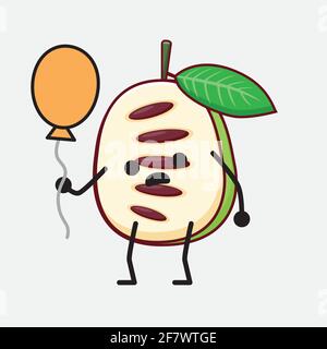 Illustration vectorielle du personnage de fruit pawpaw avec un visage mignon, des mains simples et des dessins de ligne de jambe sur un arrière-plan isolé. Style plat de dessin animé. Illustration de Vecteur