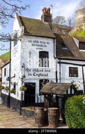YE Olde Voyage à l'auberge de Jérusalem Brewhouse Yard Nottingham Notinghamshire Angleterre Royaume-Uni GB Europe Banque D'Images