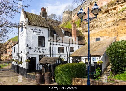 YE Olde Voyage à l'auberge de Jérusalem Brewhouse Yard Nottingham Notinghamshire Angleterre Royaume-Uni GB Europe Banque D'Images