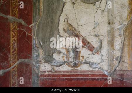 Torre Annunziata. Italie. Site archéologique d'Oplontis (Villa di Poppea / Villa Poppea / Villa A). Couloir, détail d'une fresque dans le quatrième style Banque D'Images