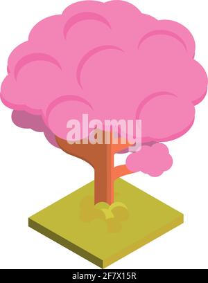 arbre rose style isométrique isolé Illustration de Vecteur