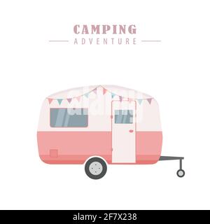 vacances d'été en camping-car sur route Illustration de Vecteur