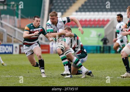 LEICESTER, ANGLETERRE. 10 AVRIL : Callum Chick de Newcastle Falcons en action lors du match de finale de la coupe européenne de rugby à XV entre Leicester Tigers et Newcastle Falcons à Welford Road, Leicester, le samedi 10 avril 2021. (Crédit : Chris Lishman | MI News) Banque D'Images