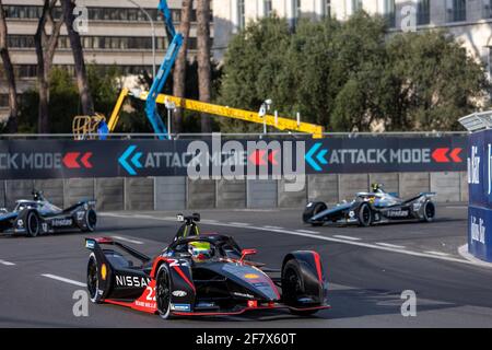 10 avril 2021, Rome, Circuito di Roma, ABB Formula E WM ROM: Training, # 22 Oliver Rowland (GBR), Team Nissan E. Dams, derrière # 17 Nyck de Vries (NED), Team Mercedes-EQ et # 5 Stoffel Vandoorne (bel), Team Mercedes-EQ (Suisse/Croatie OUT) Banque D'Images