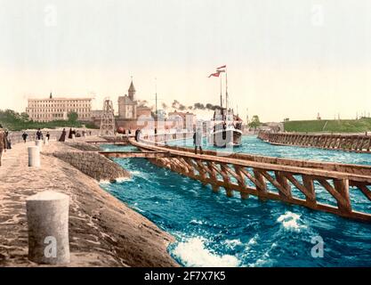 Port, hôtel et station pilote, Colberg, Pomerania, Allemagne i.e, Kołobrzeg, Pologne, vers 1900 Banque D'Images