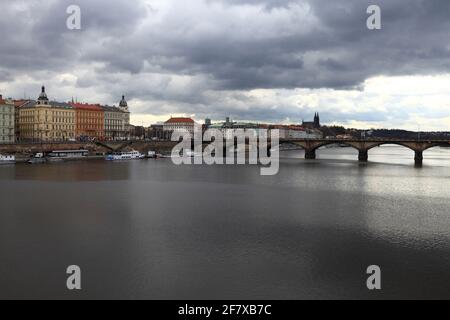 Détails du pont de Palackeho à Prague, République Tchèque Banque D'Images