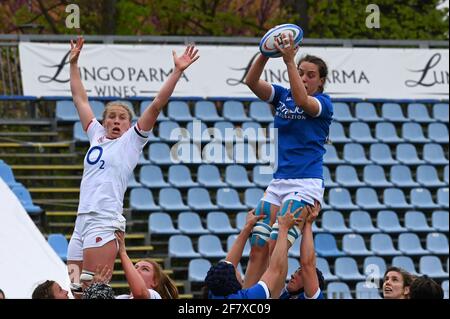 Sergio Lanfranchi stade, Parme, Italie, 10 avril 2021, Valeria Fedroi (Italie) gagne la touche pendant les femmes Guinness six Nations 2021 - Italie vs Angleterre, Rugby six Nations match - photo Alessio Tarpini / LM crédit: Live Media Publishing Group/Alay Live News Banque D'Images