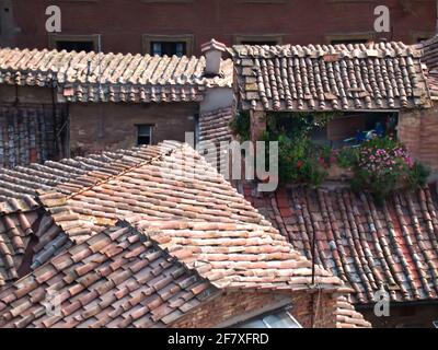 Architecture - tuiles italiennes - Sienne, Italie Banque D'Images