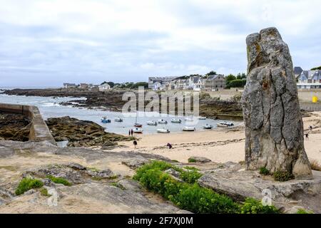 Frankreich, Batz-sur-Mer, 16.07.2020: Strand und Hafen von Saint Michel in Batz-sur-Mer an der franzoesischen Atlantikkueste im Departement Loire-Atla Banque D'Images