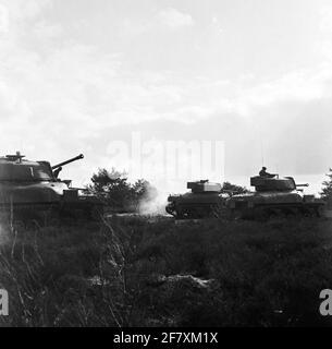 Trois chars de combat moyens de type RAM II. Banque D'Images