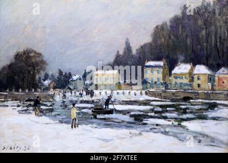 Le fiasco de la Seine a Port-Marly 1876 par Alfred Sisley 1839-1899.peintre paysagiste impressionniste né en France avec un Britannique citoyenneté Banque D'Images