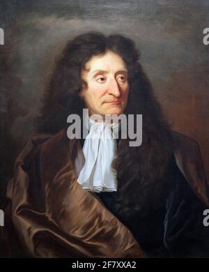 Portrait de Jean de la Fontaine 1690 par Jacint Rigau ros i Serra 1659-1743 alias Hyacinthe Rigaud.peintre baroque catalan le plus célèbre pour ses portraits de Louis XIV et d'autres membres de la noblesse française. Banque D'Images