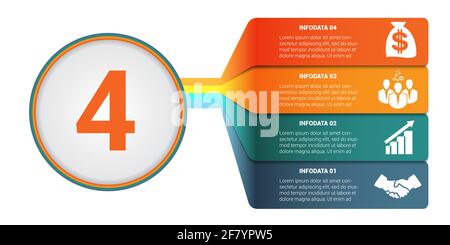 Infographies de modèle 4 positions. Bandes colorées numérotées avec Prospect. Infographie. Illustration de Vecteur
