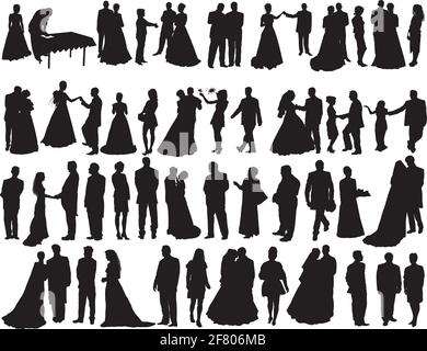 Grande collection de silhouettes vecteur de mariage isolated on white Illustration de Vecteur