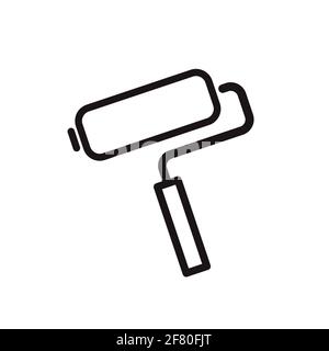 Rouleau de peinture simple icône noire sur blanc Illustration de Vecteur
