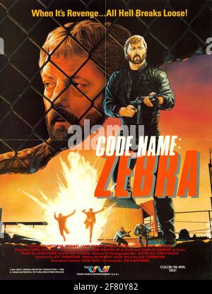 Une affiche de film d'action B-Movie vintage Nom du code: Zebra Banque D'Images