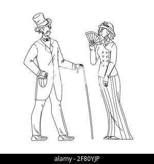 1900 Victorian People Lady and Gentleman Vector Illustration Illustration de Vecteur