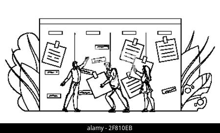 Illustration du scénario des tâches professionnelles Agile Performing Job Tasks Illustration de Vecteur