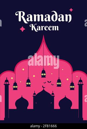 Modèle de conception d'affiche de Ramadan Kareem, bannière d'illustration vectorielle de carte de vœux de ramzan Illustration de Vecteur