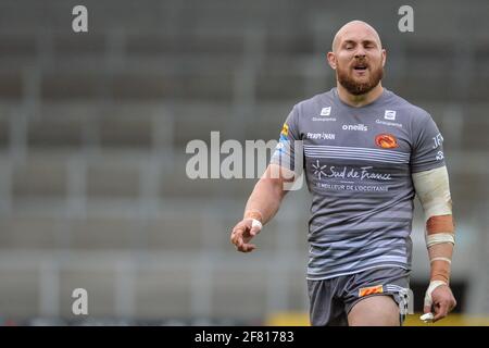 St. Helens, Angleterre - 10 avril 2021 - Dragons catalan Gil Dudson pendant la coupe de défi Betfred de rugby Round 3 Dragons catalan vs Wakefield Trinity au stade totalement Wicked, St. Helens, Royaume-Uni Dean Williams/Alay Live News Banque D'Images