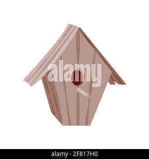 Illustration d'une maison d'oiseaux en bois marron isolée sur fond blanc Illustration de Vecteur