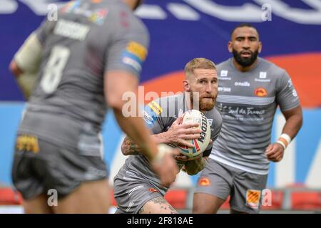 St. Helens, Angleterre - 10 avril 2021 - Dragons catalan Sam Tomkins pendant la coupe de défi de rugby Betfred Round 3 Dragons catalan vs Wakefield Trinity au stade totalement Wicked, St. Helens, Royaume-Uni Dean Williams/Alay Live News Banque D'Images