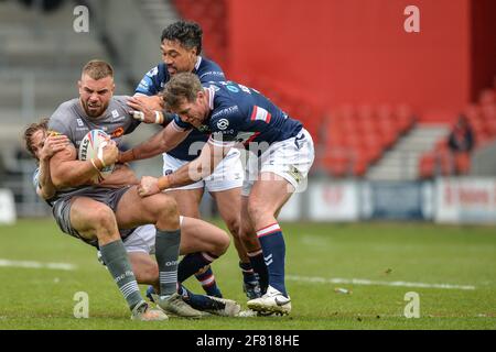 St. Helens, Angleterre - 10 avril 2021 - Dragons catalan Mike McMeeken lors de la coupe du défi Betfred de rugby Round 3 Dragons catalan vs Wakefield Trinity au stade Totally Wicked, St. Helens, Royaume-Uni Dean Williams/Alay Live News Banque D'Images