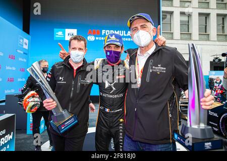 VERGNE Jean-Eric (FRA), DS Techeetah, DS E-tense FE20, portrait Thomas Chevaucher, Directeur de performance DS, Finot Jean-Marc, PSA Motorsport Director, portrait podium lors de l'ePrix de Rome 2021, 3e tour du Championnat du monde de Formule E 2020-21, sur le Circuito Cittadino dell'EUR du 9 au 11 avril, à Rome, Italie - photo Germain Hazard / DPPI Banque D'Images