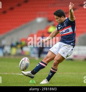 St. Helens, Angleterre - 10 avril 2021 - Wakefield Trinity's Mason Lino pendant la coupe de défi Betfred de la Ligue de rugby Round 3 Dragons catalan vs Wakefield Trinity au stade totalement Wicked, St. Helens, Royaume-Uni Dean Williams/Alay Live News Banque D'Images