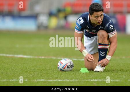 St. Helens, Angleterre - 10 avril 2021 - Wakefield Trinity's Mason Lino pendant la coupe de défi Betfred de la Ligue de rugby Round 3 Dragons catalan vs Wakefield Trinity au stade totalement Wicked, St. Helens, Royaume-Uni Dean Williams/Alay Live News Banque D'Images