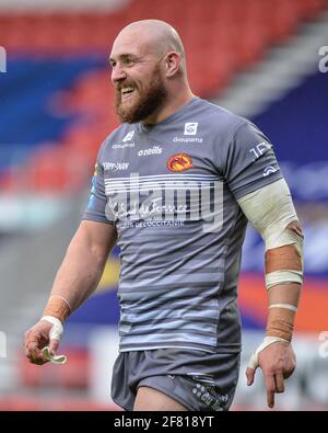 St. Helens, Angleterre - 10 avril 2021 - Dragons catalan Gil Dudson pendant la coupe de défi Betfred de rugby Round 3 Dragons catalan vs Wakefield Trinity au stade totalement Wicked, St. Helens, Royaume-Uni Dean Williams/Alay Live News Banque D'Images