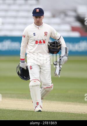 Chelmsford, Royaume-Uni. 10 avril 2021. CHELMSFORD ANGLETERRE - AVRIL 10: Adam Wheater d'Essex pendant LV Insurance County Championship Group 1 jour 3 de quatre entre Essex CCC et Worcestershire CCC au terrain du comté de Cloudfm le 10 avril 2021 à Chelmsford, Angleterre crédit: Action Foto Sport/Alay Live News Banque D'Images