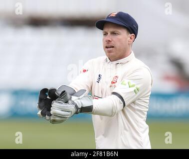 Chelmsford, Royaume-Uni. 10 avril 2021. CHELMSFORD ANGLETERRE - AVRIL 10: Adam Wheater d'Essex pendant LV Insurance County Championship Group 1 jour 3 de quatre entre Essex CCC et Worcestershire CCC au terrain du comté de Cloudfm le 10 avril 2021 à Chelmsford, Angleterre crédit: Action Foto Sport/Alay Live News Banque D'Images