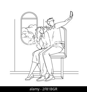 Couple faire vol Selfie sur téléphone caméra vecteur Illustration de Vecteur