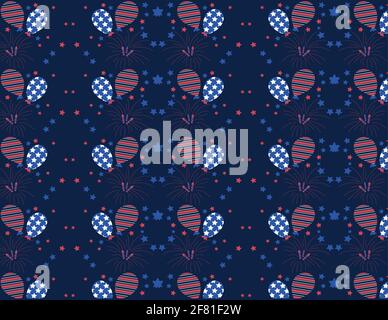 Vecteur 4 juillet, jour de l'indépendance, États-Unis vacances sans couture bleu motif. Illustration de Vecteur