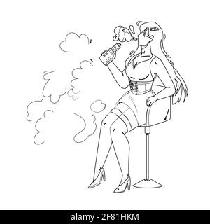 Vecteur de cigarette électronique VAPE Girl Smoking Illustration de Vecteur