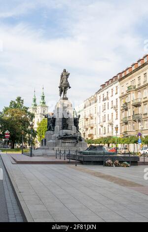 Cracovie Pologne août 2020. Monument Grumwald, Cracovie, vieille ville, petite pologne, Pologne Europe Banque D'Images