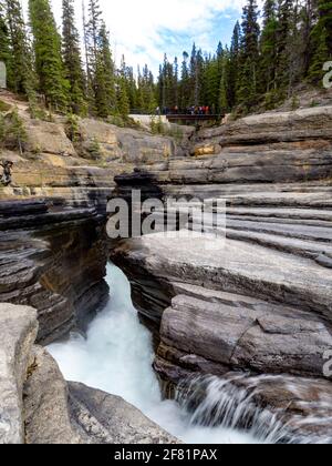 l'eau forgeant son chemin dans les rochers dans le désert en été Banque D'Images