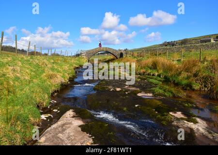 Pont Strines, pont Packhorse, pont Jack, Colden Water, Pennines, West Yorkshire Banque D'Images